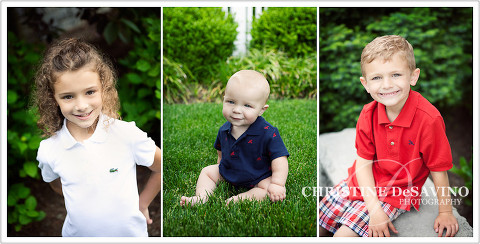 Three individual shots of a beautiful sister and her two little brothers