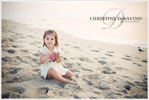 Adorable girl on Long Beach Island at sunrise - NJ Beach Photographer