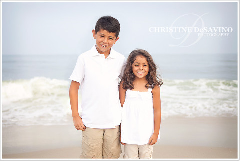 Brother and sister by the oceanside - NJ Beach Photographer