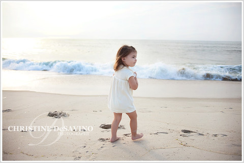 Beautiful 2 year old girl by the ocean on LBI - NJ Beach Photographer