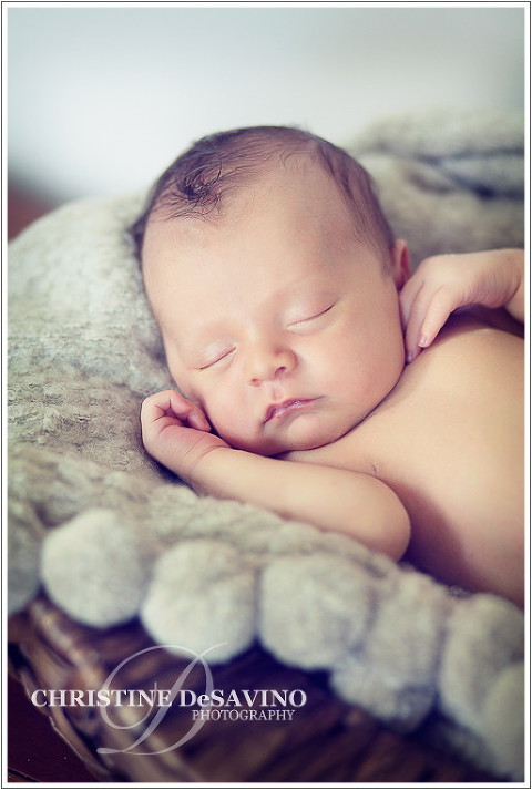 Serene baby boy on blanket - NY Newborn Photographe