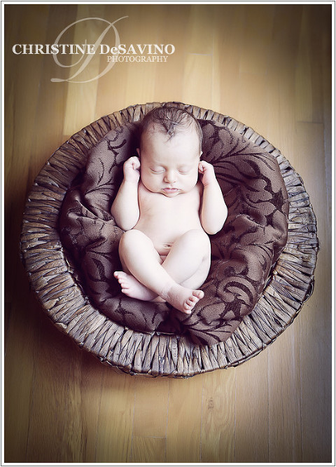 Baby boy in basket - NY Newborn Photographer