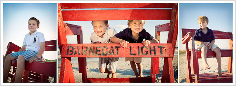 Montage of brothers on lifeguard chair on the beach - NJ Beach Photographer