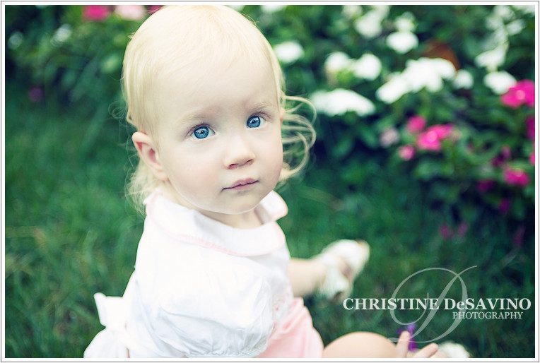 Beautiful girl by flowers - NJ Child Photographer