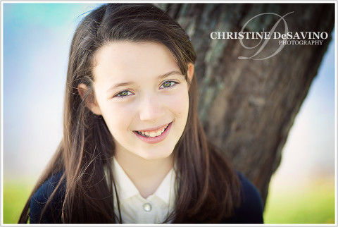 Beautiful girl by a tree - NJ Child Photographer
