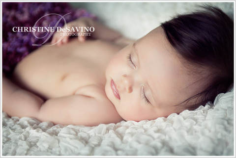 Close up of baby girl sleeping- NY Baby Photographer