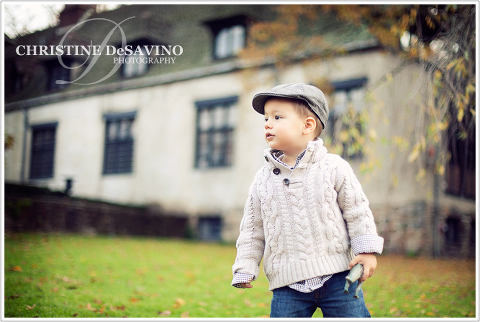 Boy in front of Pleasantdale Chateau - NJ Child Photographer
