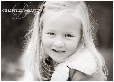 Black and white image of adorable girl - NJ Child Photographer
