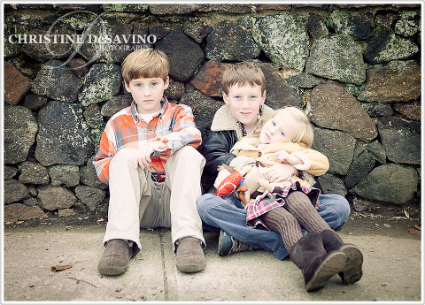Adorable sister with two brothers - NJ Child Photographer
