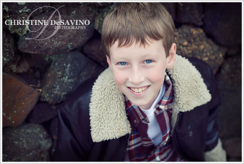 Handsome boy looks up at the camera - NJ Child Photographer