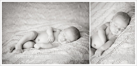 Black and white of baby sleeping - NY Baby Photographer