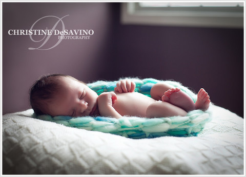 Baby boy backlit by window - NJ Newborn Photographer