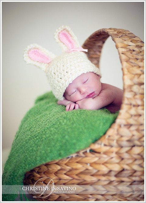 Newborn Easter Baby with bunny ears - NJ Newborn Photographer