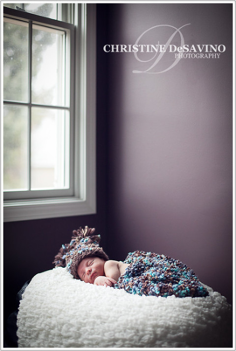 Baby boy sleeping by window - NJ Newborn Photographer
