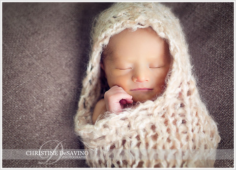 Newborn in peanut wrap - NJ Newborn Photographer