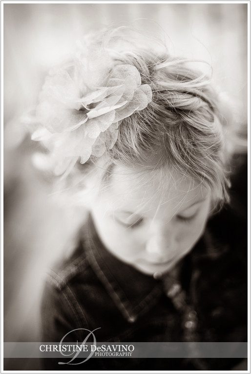 Black and white of girl wearing bow - NJ Beach Photographer Black and white of girl wearing bow - NJ Beach Photographer