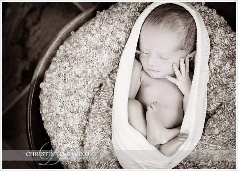 Newborn wrapped in bowl - NJ Newborn Photographer
