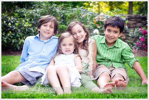 Four beautiful siblings laughing - NJ Family Photographer
