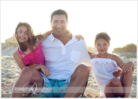 Dad with daughters - NJ Beach Photographer