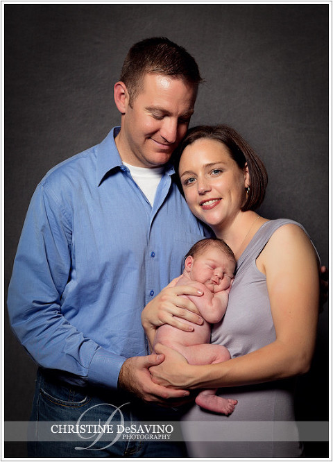 Mother and father with newborn baby girl - NJ Newborn Photographer