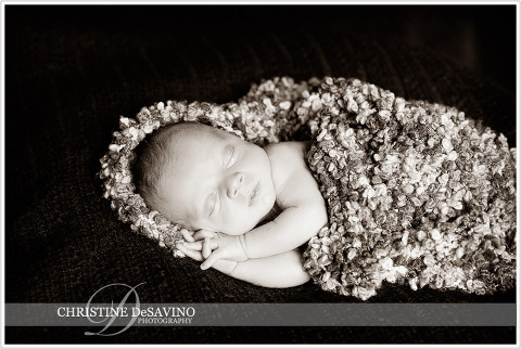 Black and white of newborn baby boy - NJ Newborn Photographer