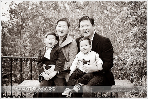 Beautiful black and white of family at NJ Botanical Gardens - NJ Family Photographer