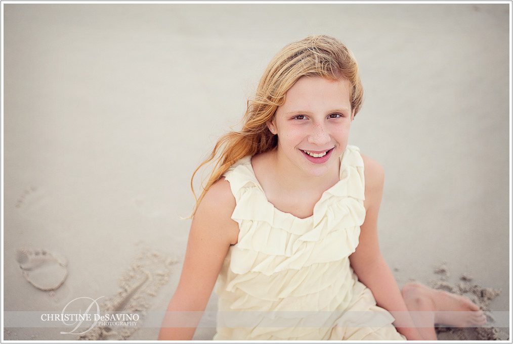 Girl sitting on beach - NJ Beach Photographer
