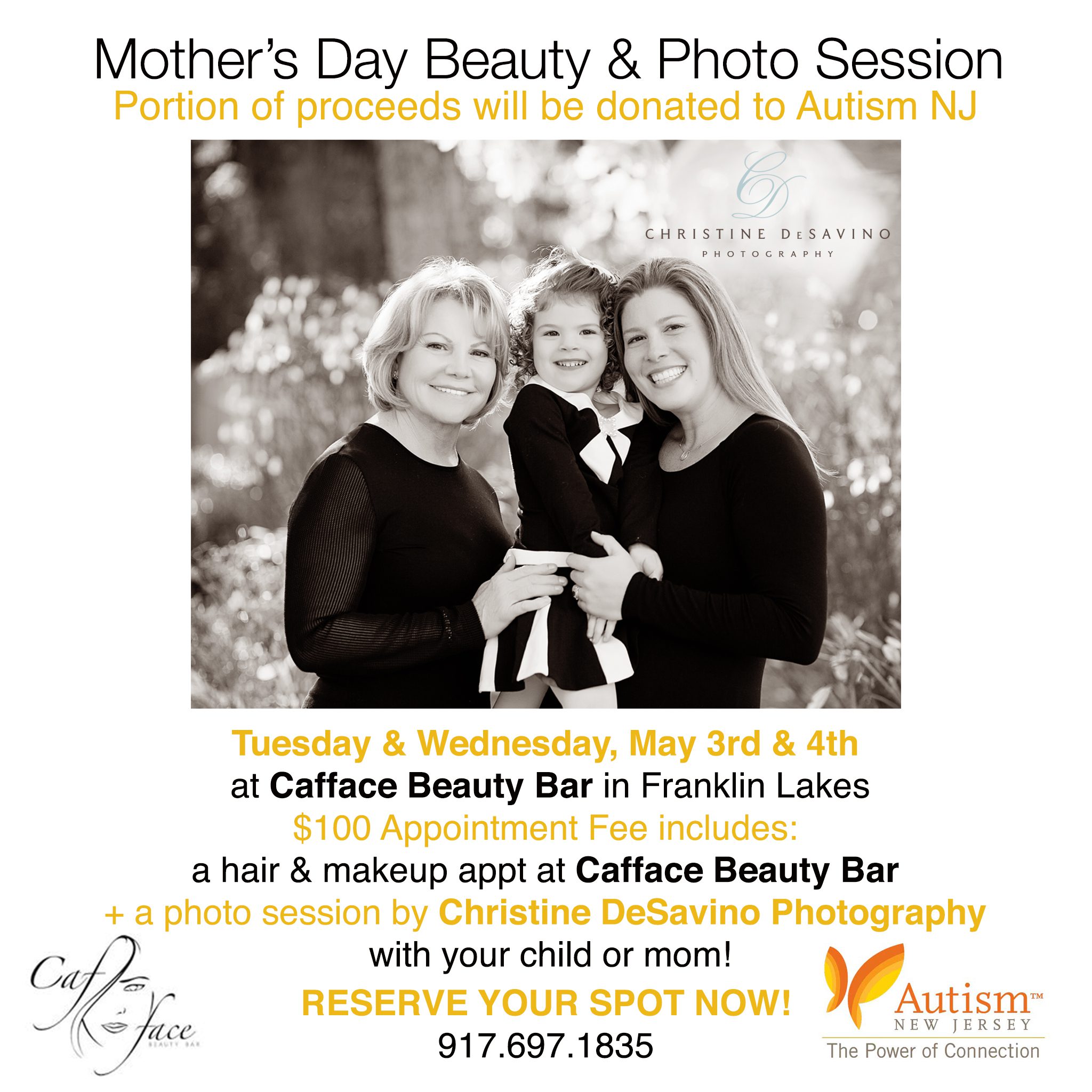 Cafface Beauty Bar, Autism New Jersey, Fundraiser, Beauty & Photo Session, 