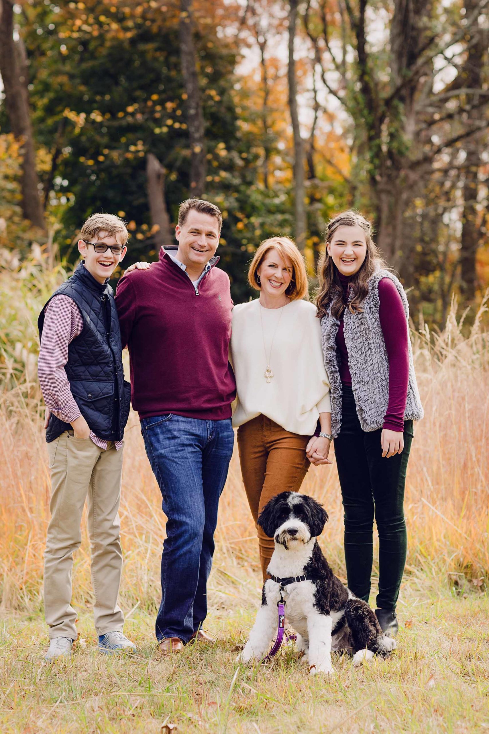 NJ Family Photography with fall wardrobe and pet dog